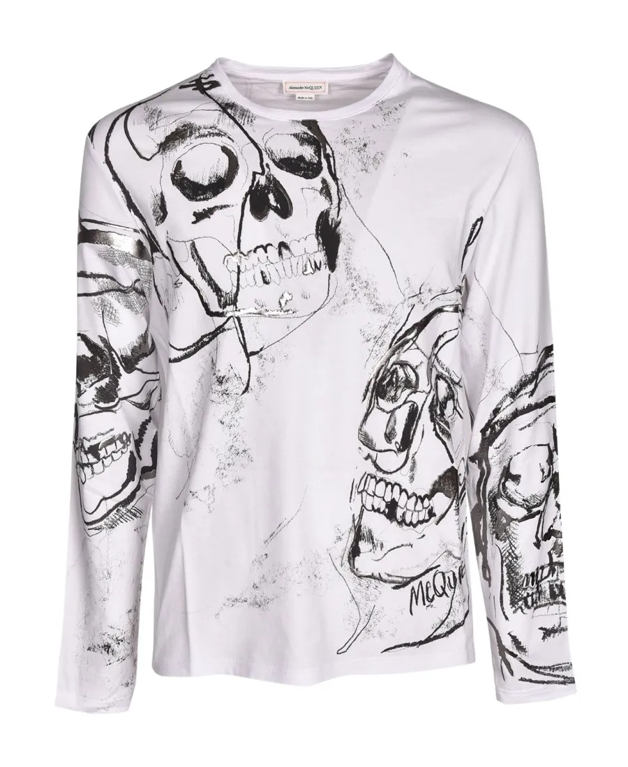 Skull Print Long-Sleeved Top