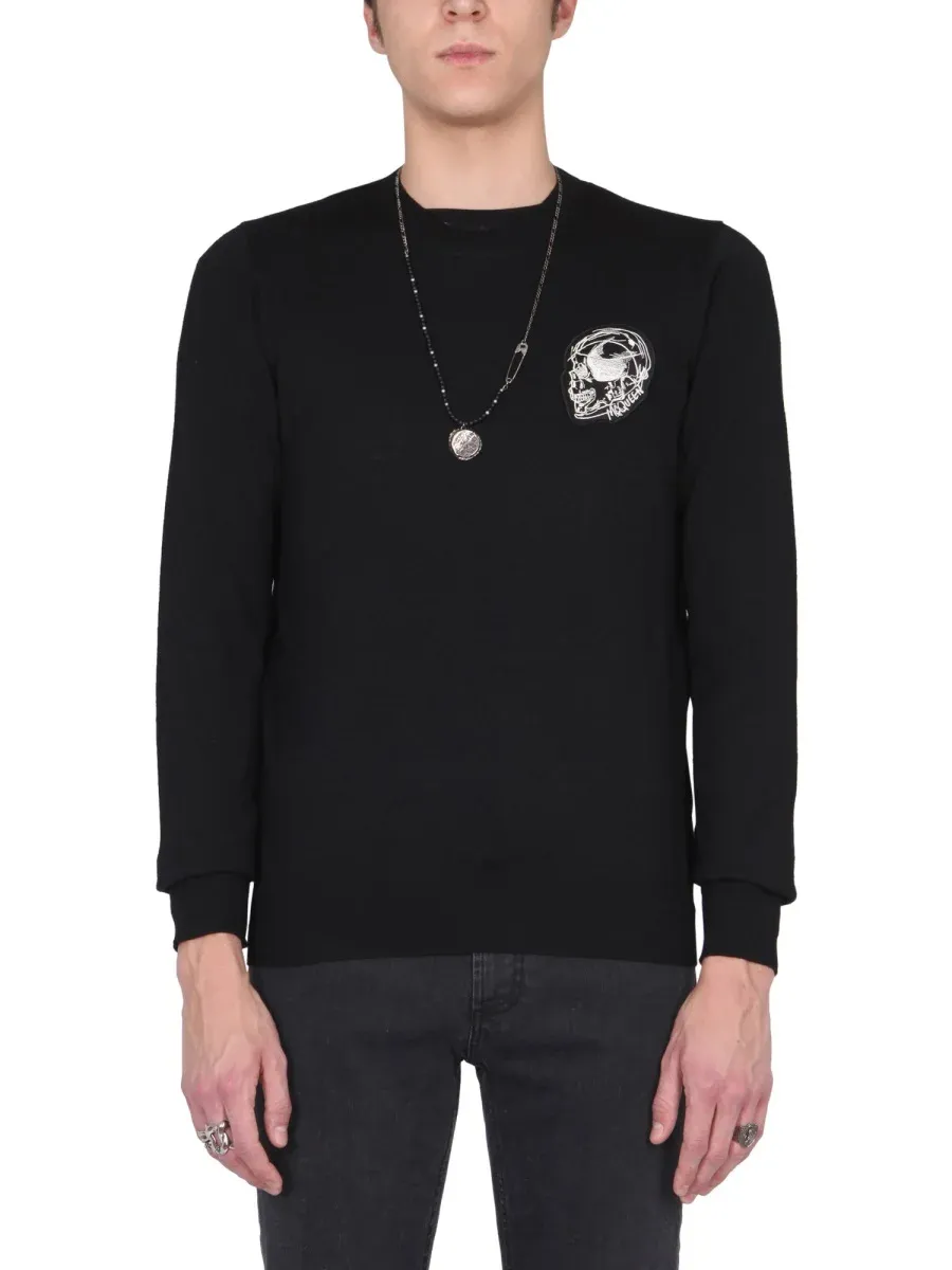 Skull Decal Knitted Sweater