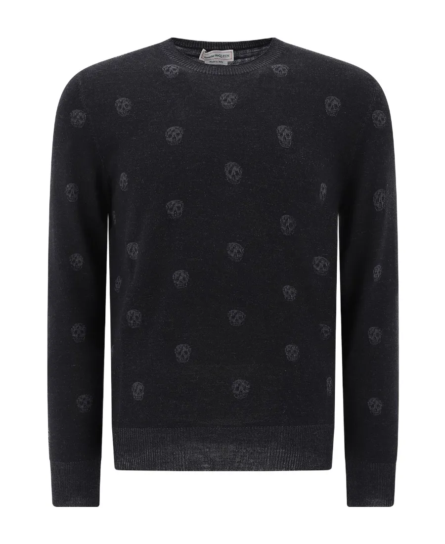 Skull Pattern Knitted Wool Sweater