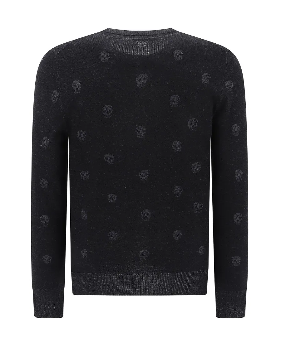 Skull Pattern Knitted Wool Sweater