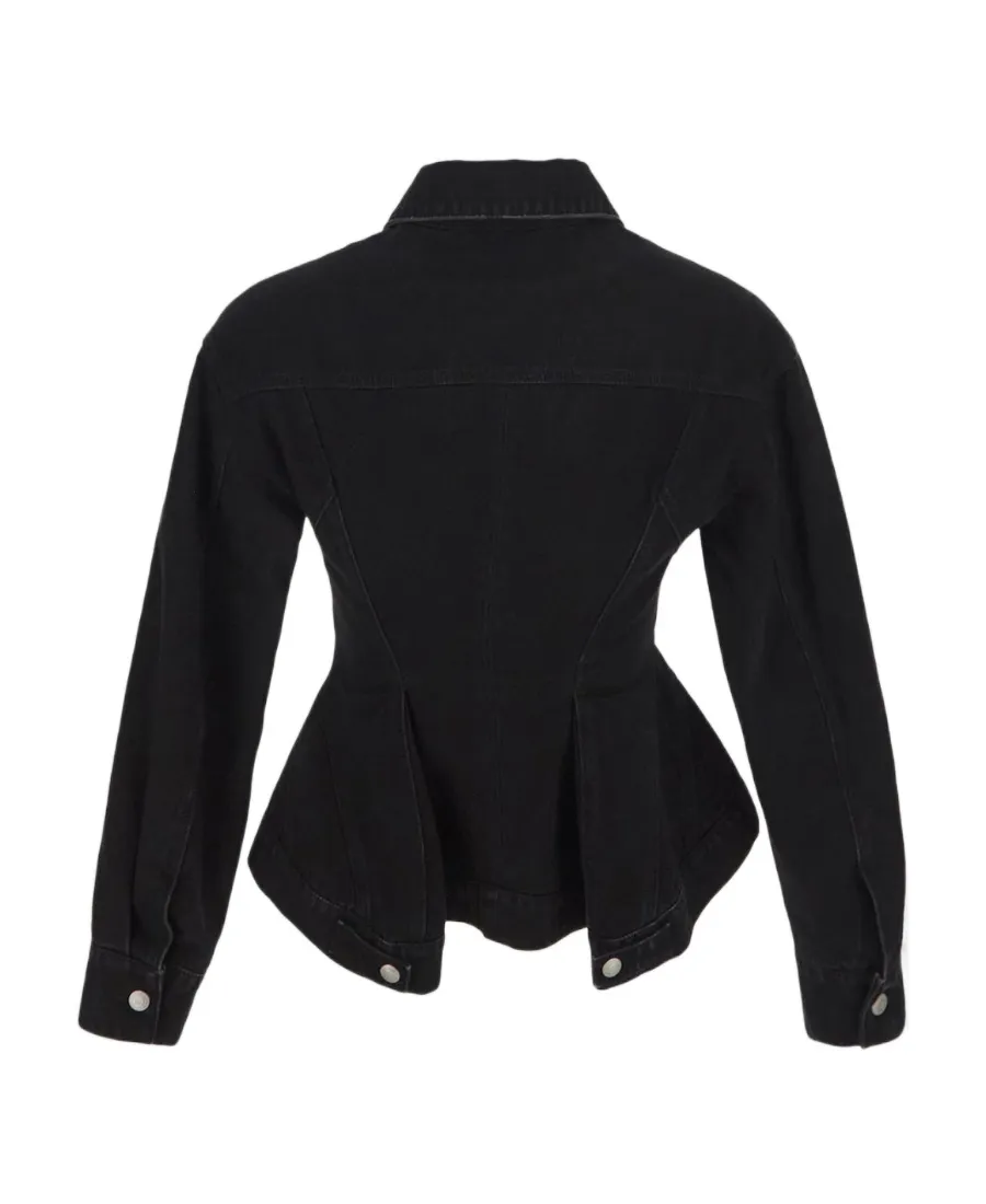 Button Up Peplum Denim Jacket
