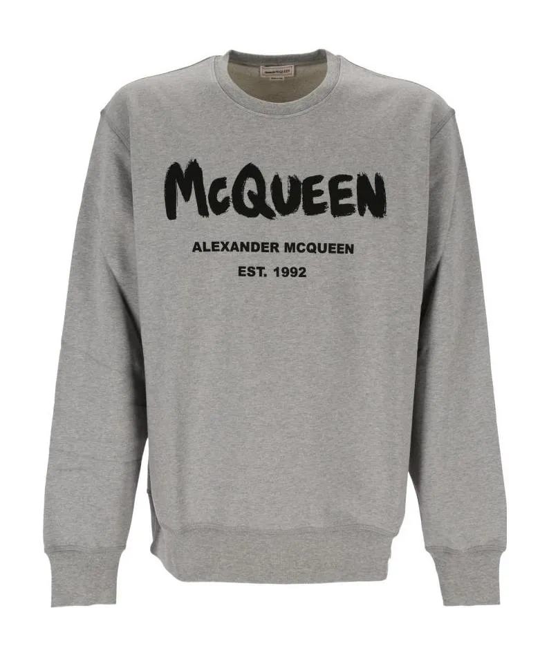 Graffiti Printed Round Neck Sweater