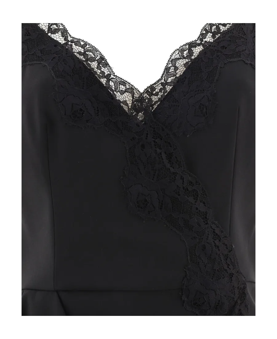Lace-Trim Asymmetric Mini Dress