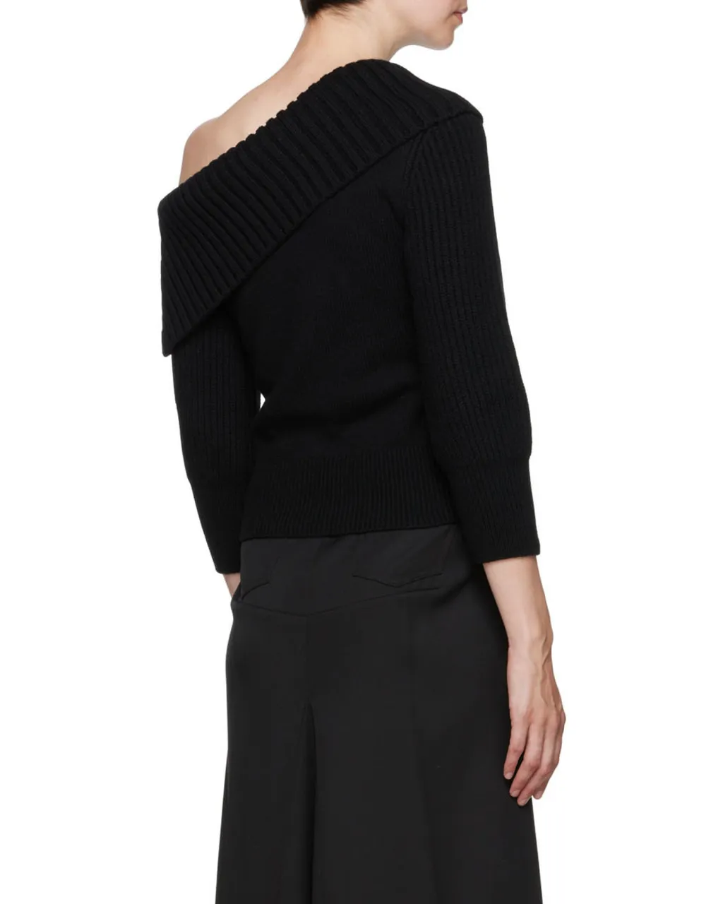 Cold-Shoulder Asymmetric Knitted Top