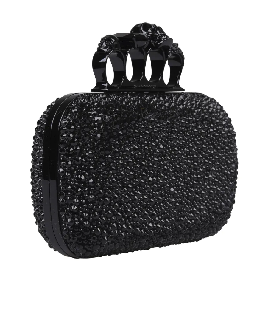 Four Ring Skull Detailed Clutch Bag
