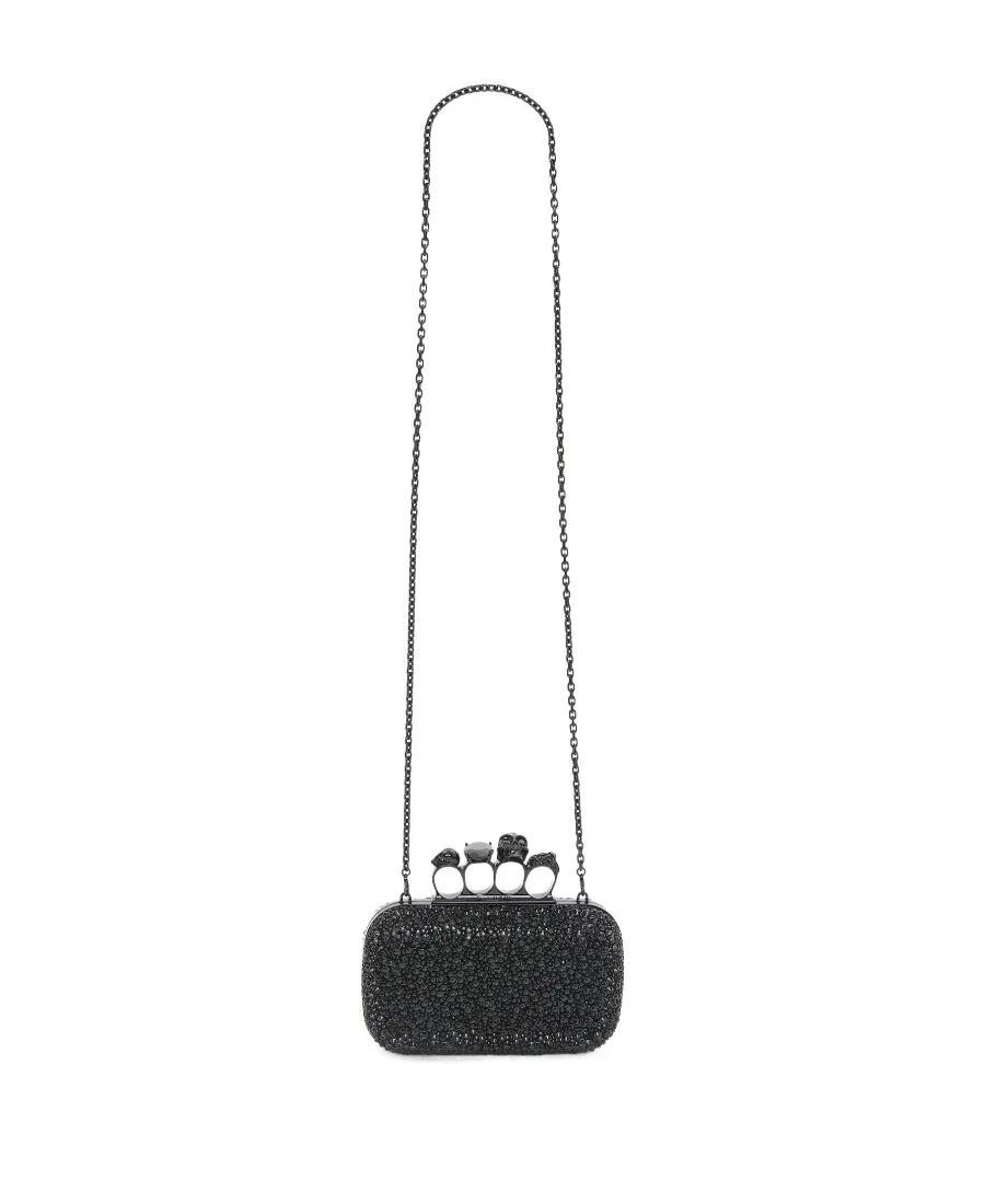 Four Ring Skull Detailed Clutch Bag