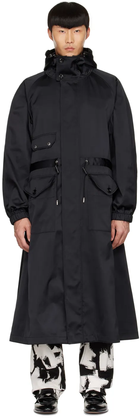 Drawstring Waist Hooded Coat