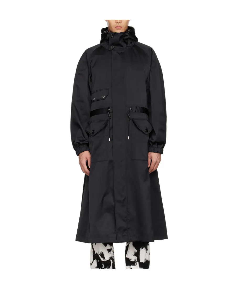 Drawstring Waist Hooded Coat