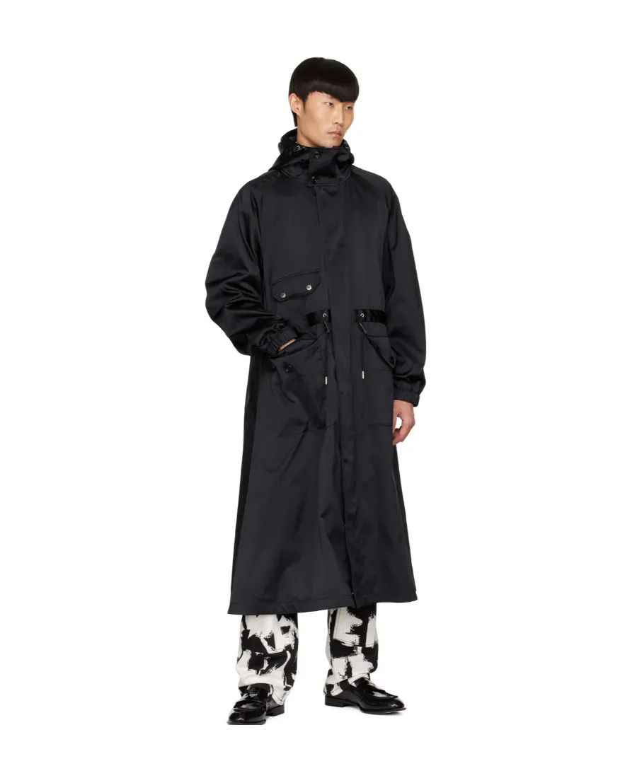 Drawstring Waist Hooded Coat