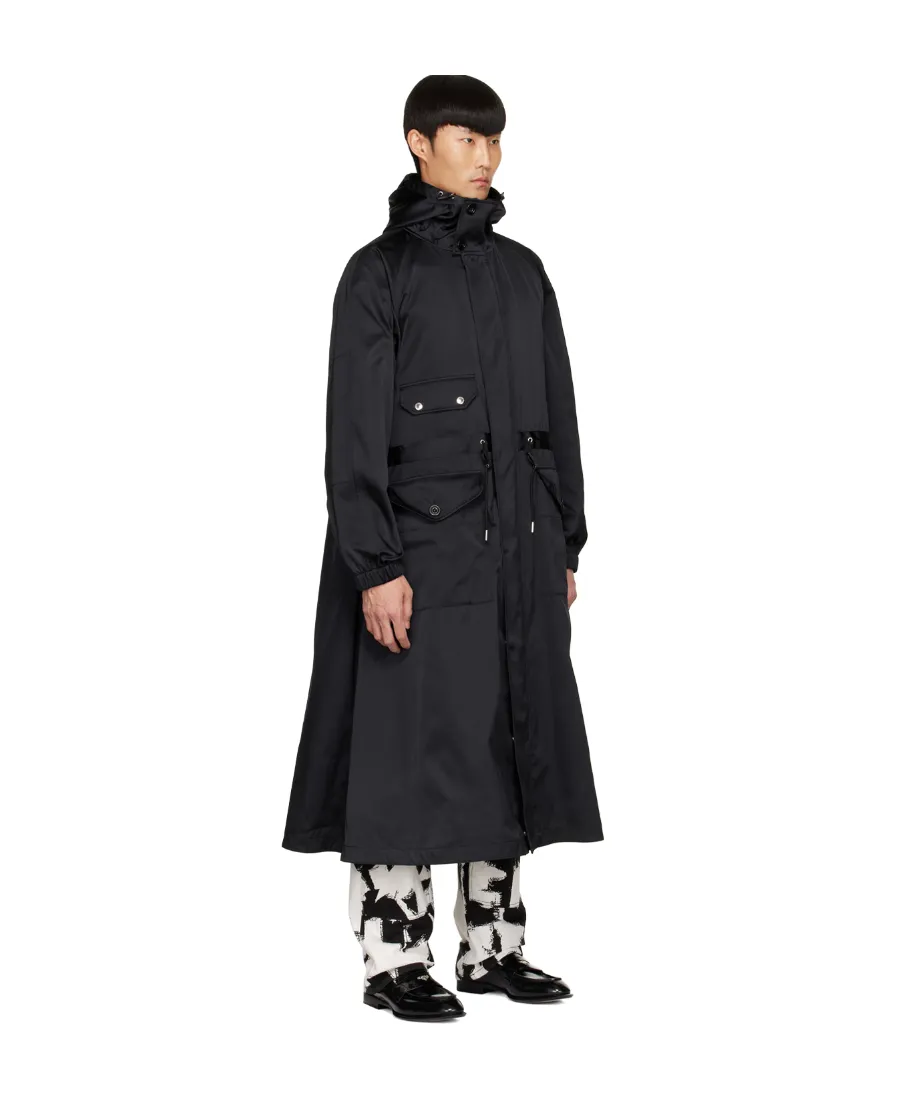 Drawstring Waist Hooded Coat