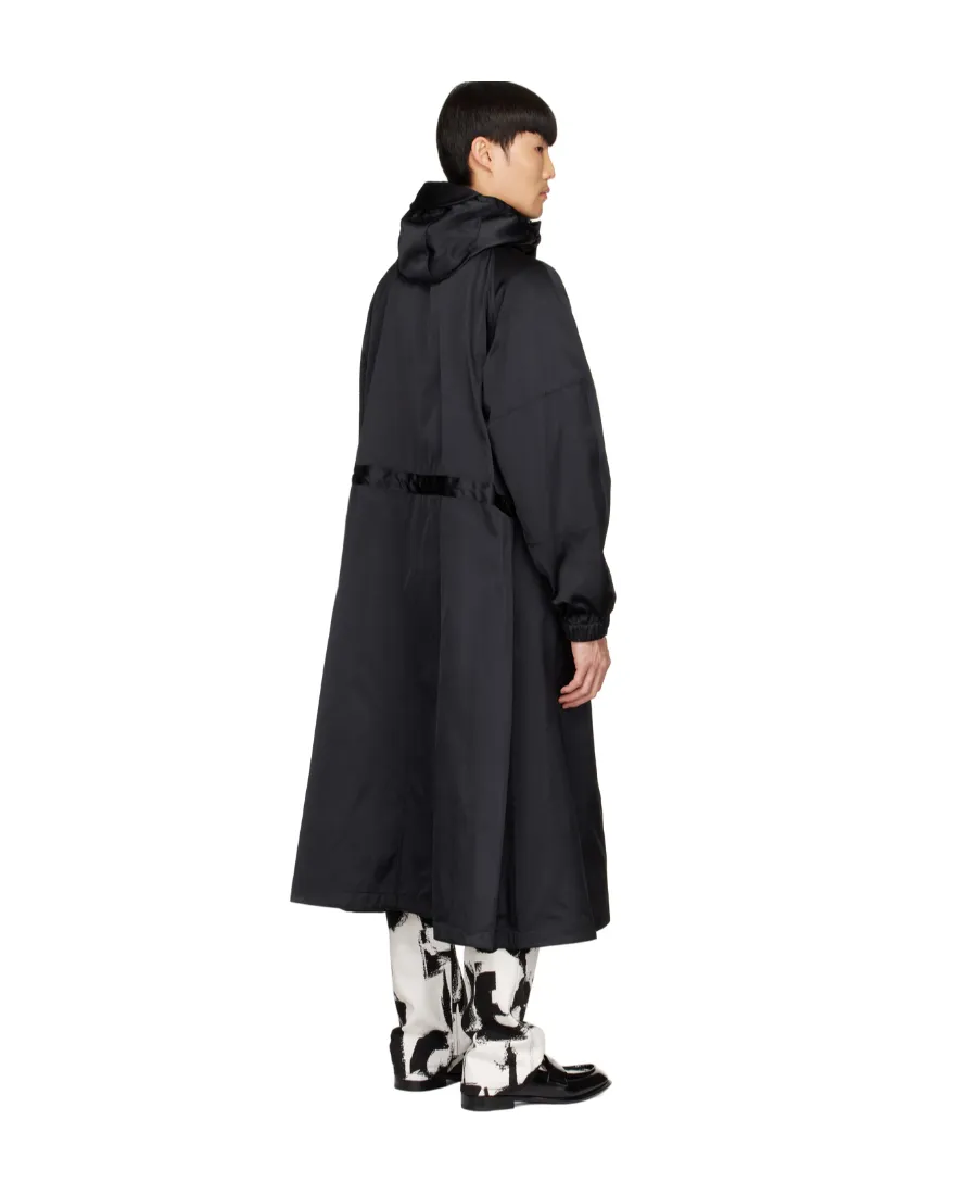 Drawstring Waist Hooded Coat
