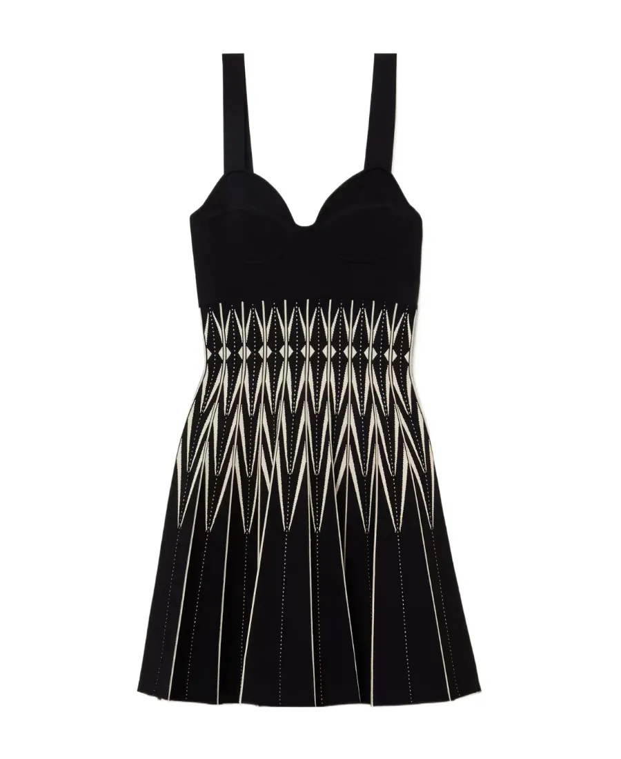 V-Neck Pleated Mini Dress