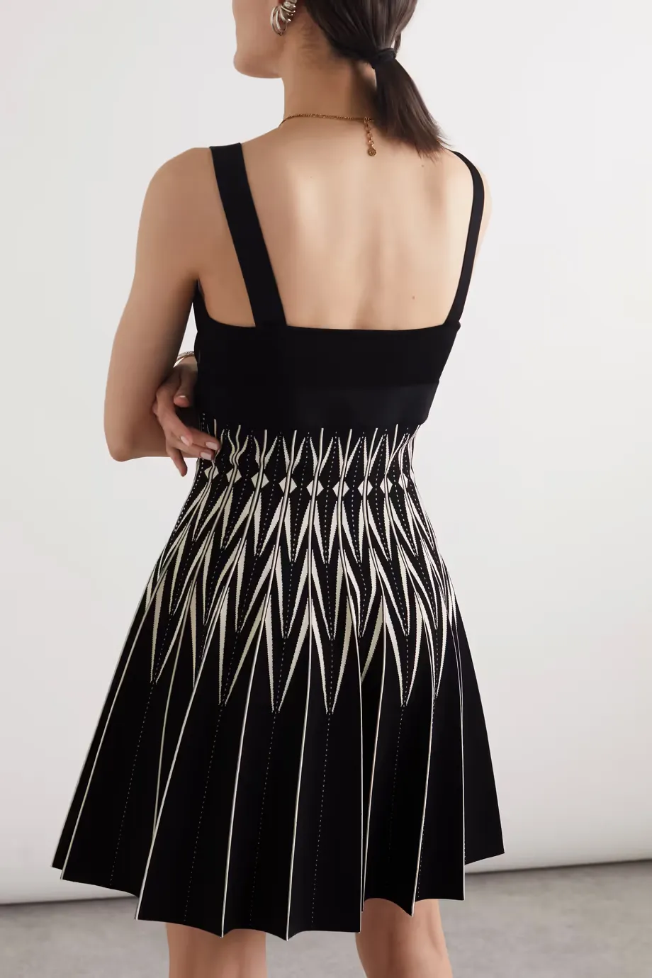 V-Neck Pleated Mini Dress