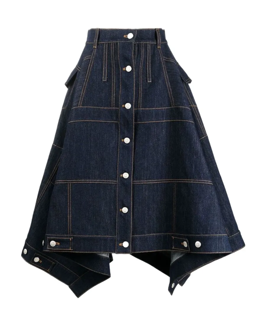 Full Denim Midi Skirt