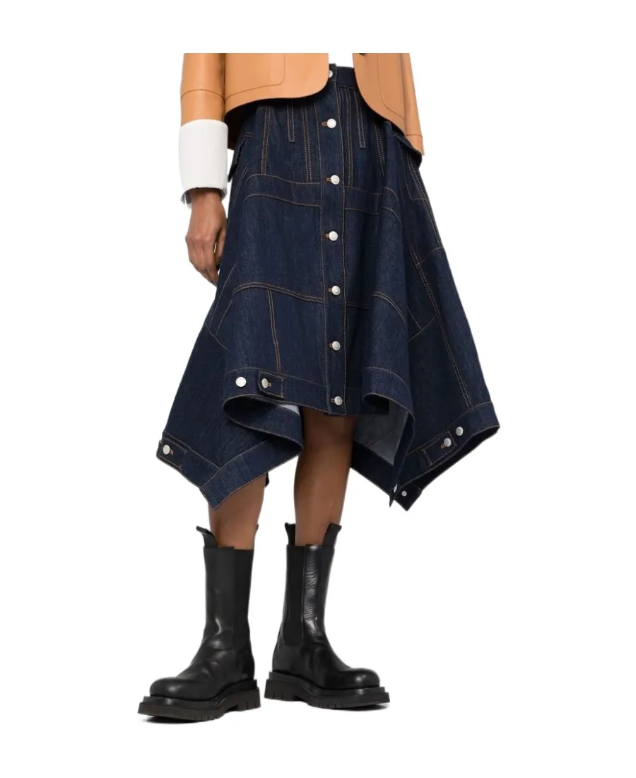 Full Denim Midi Skirt