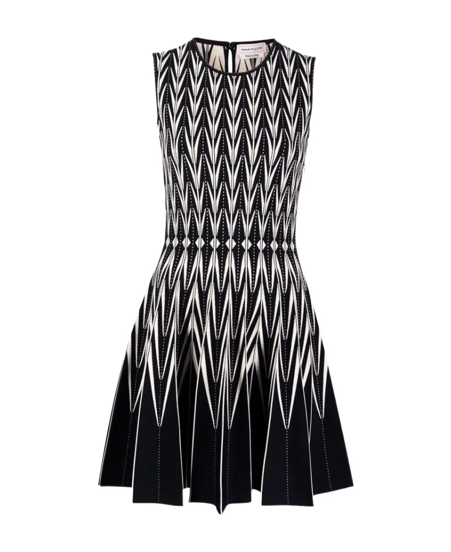Intarsia-Knitted Sleeveless Mini Dress