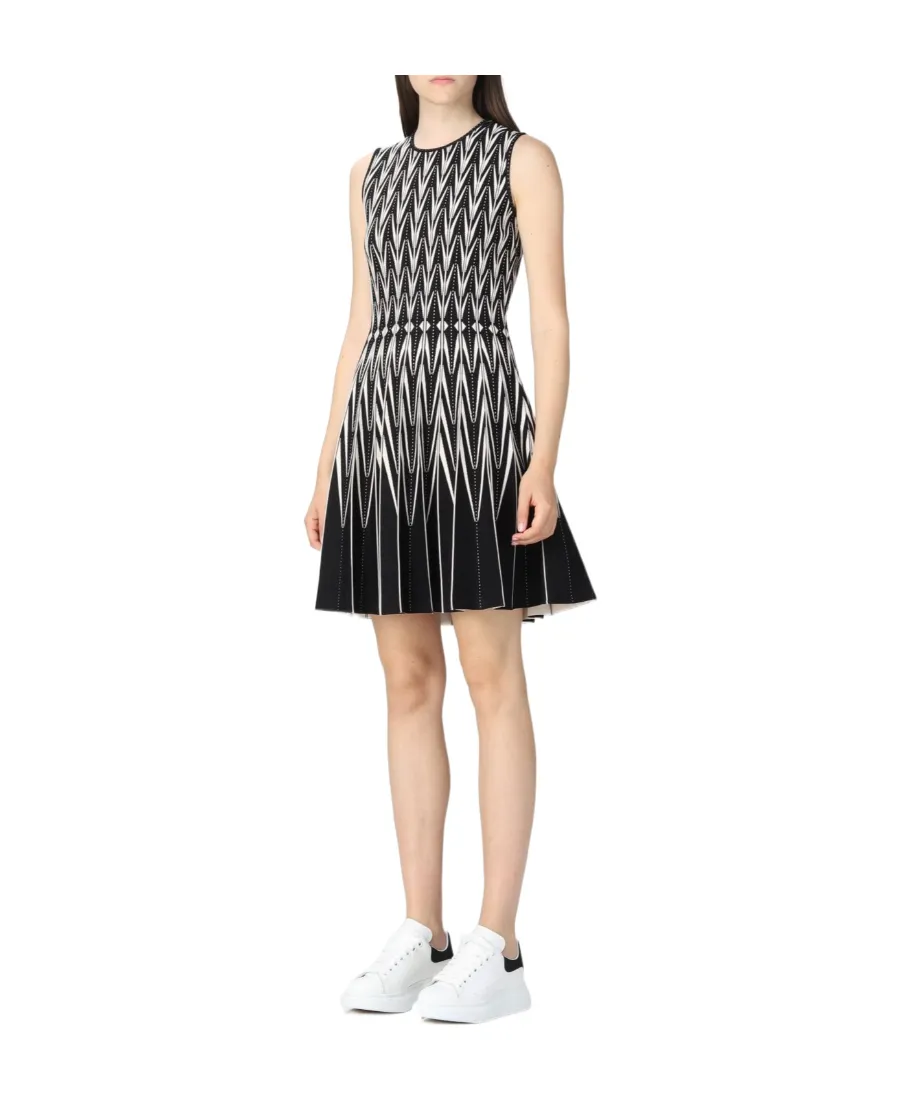 Intarsia-Knitted Sleeveless Mini Dress