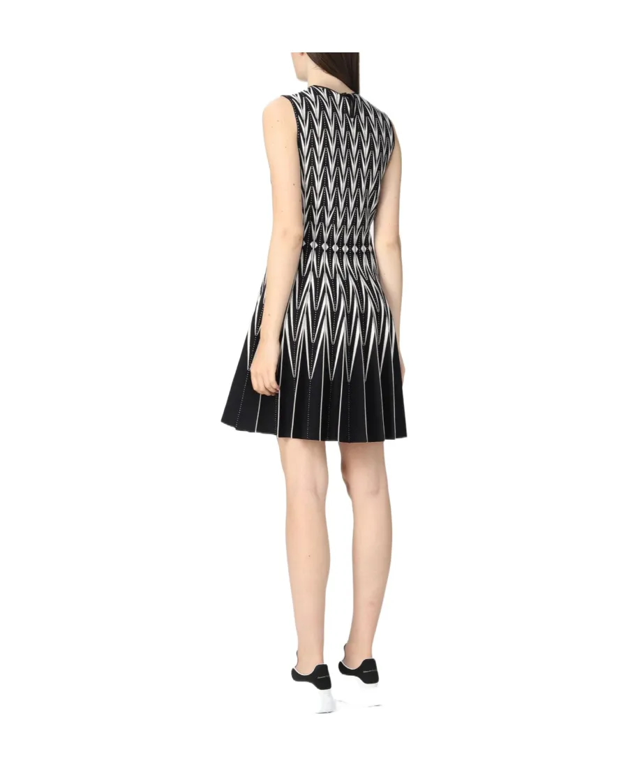 Intarsia-Knitted Sleeveless Mini Dress