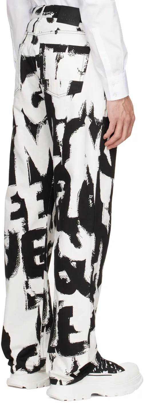 Graffiti-Print Straight-Leg Jeans