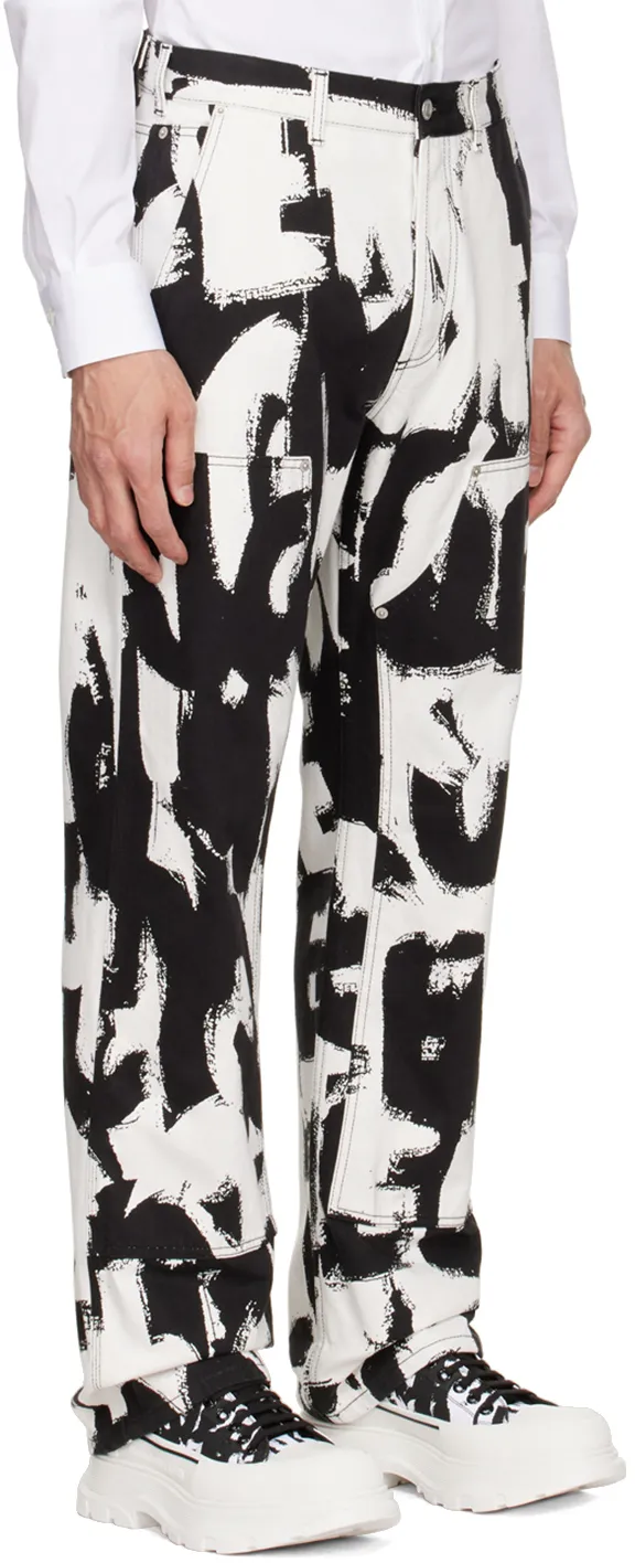 Graffiti-Print Straight-Leg Jeans