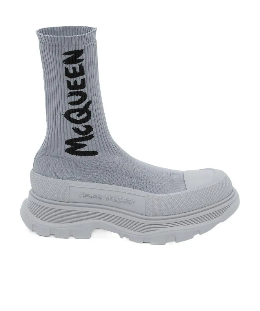 Logo Printed Sock-Style Boots