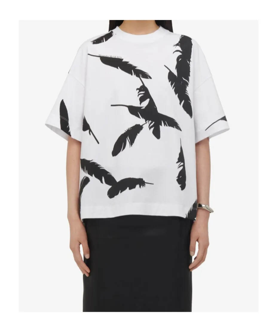 Oversized T-Shirt Feather Printed
