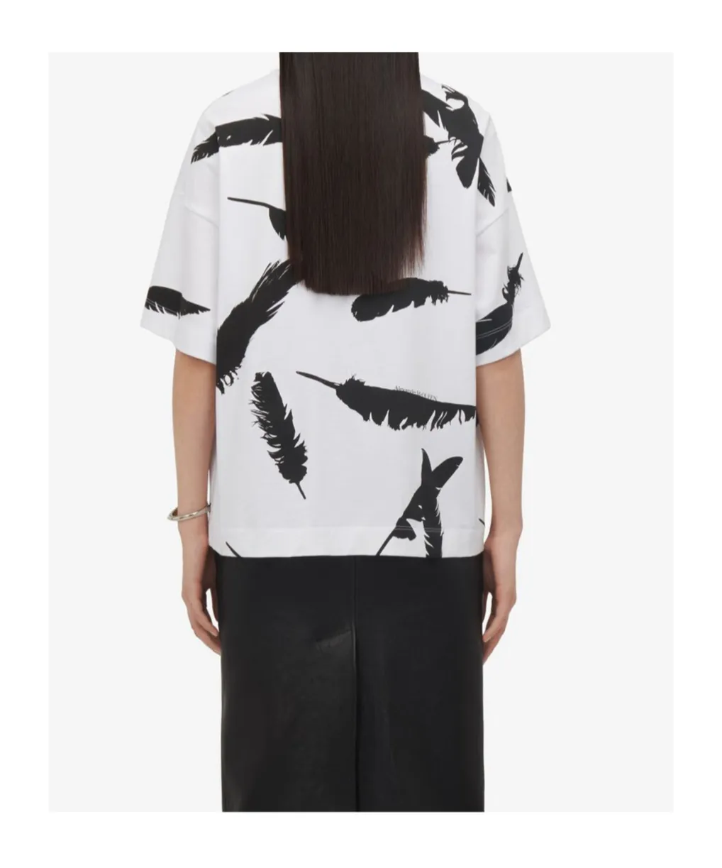 Oversized T-Shirt Feather Printed
