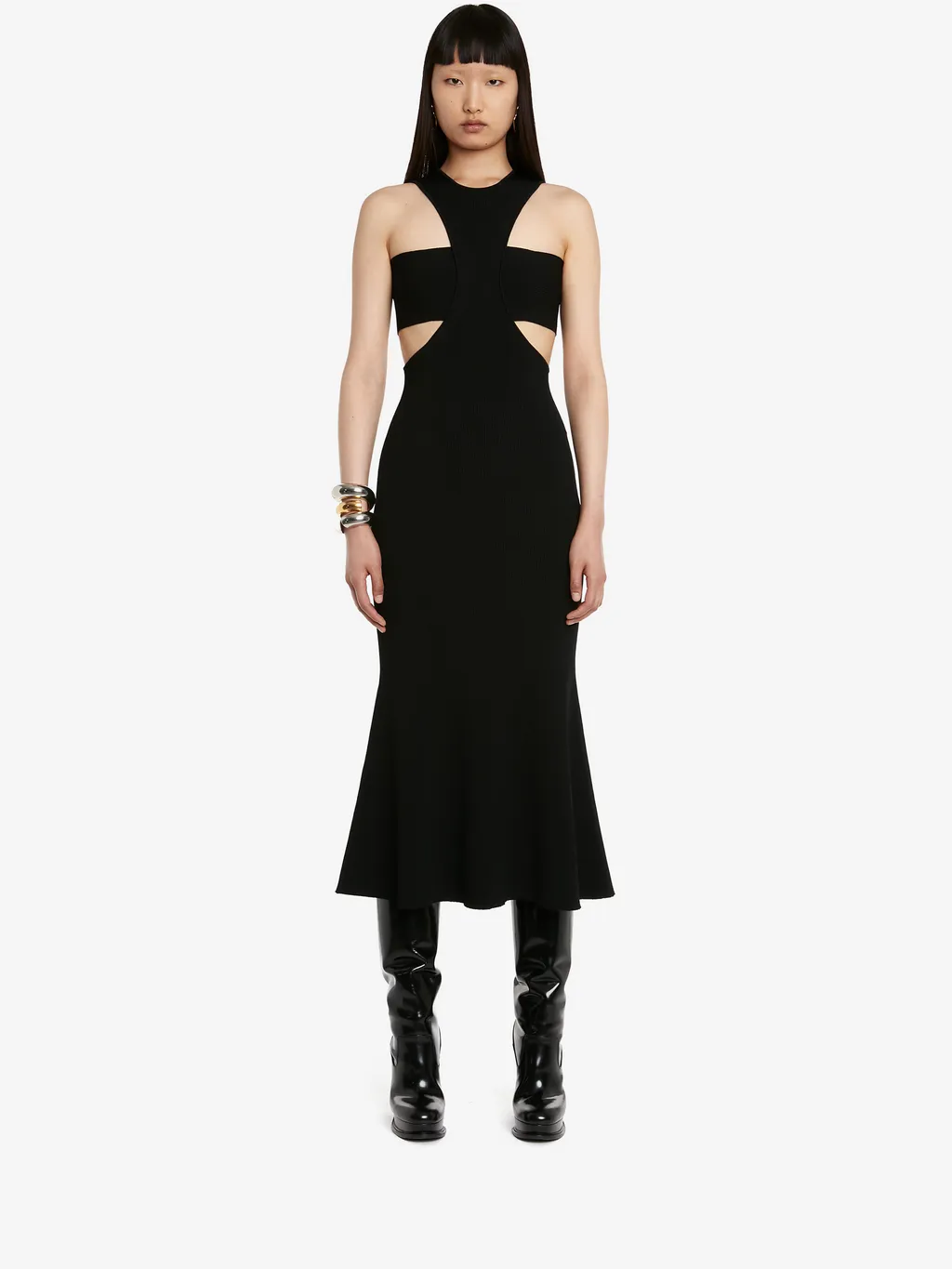 Slashed Harness Cut-Out Detailed Dress