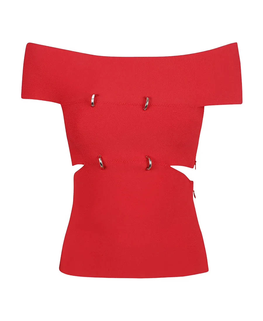 Cut-Out Off-Shoulder Stretched Top