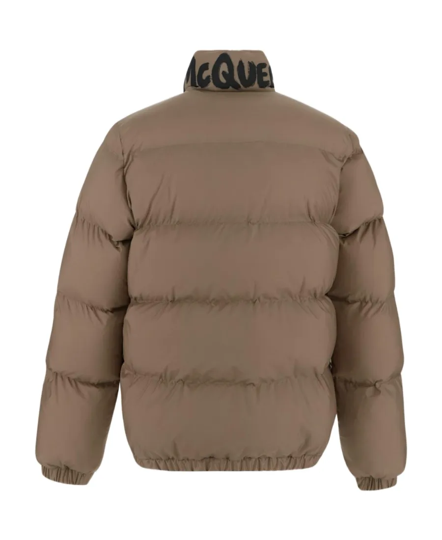 Graffiti Printed High-Neck Puffer Jacket