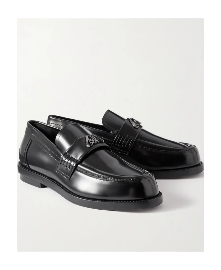 Logo Plaque Slip-On Penny Loafers