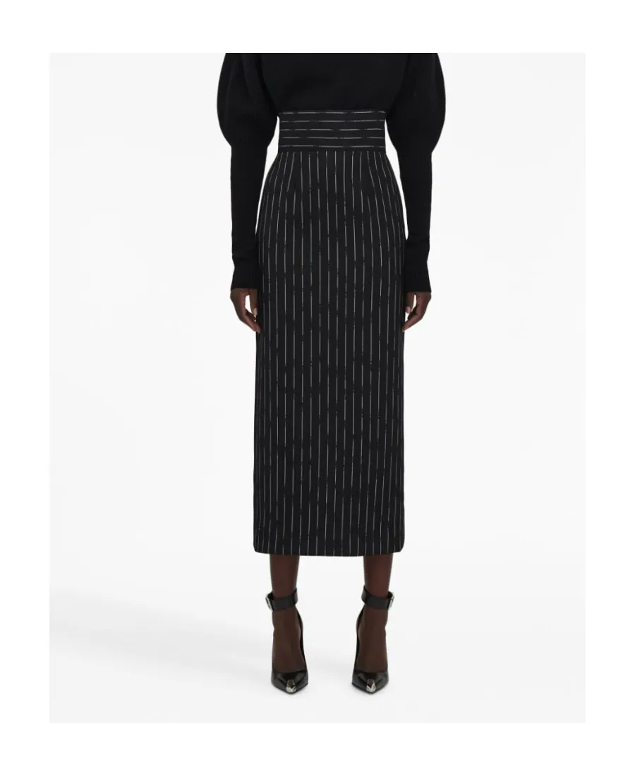 Striped High-Waist Midi Skirt