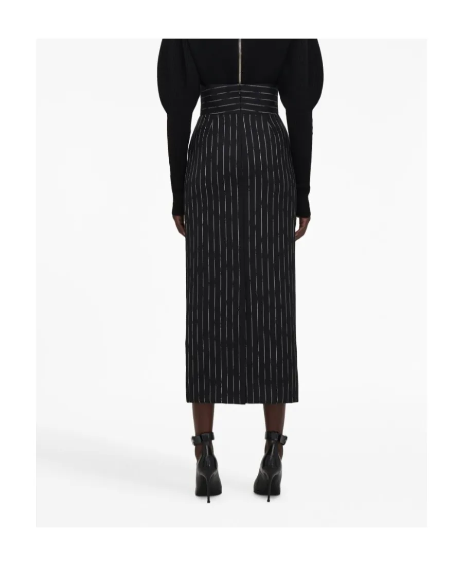 Striped High-Waist Midi Skirt