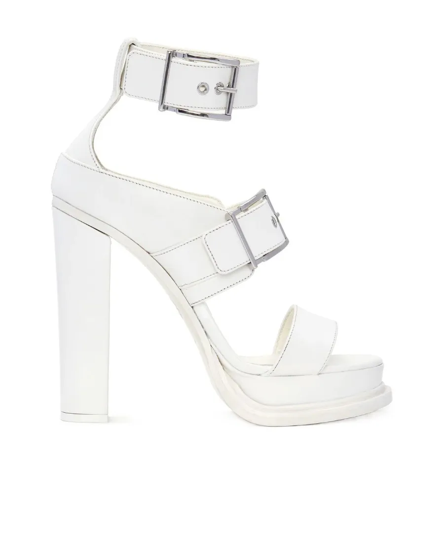 120Mm Leather Platform Sandals