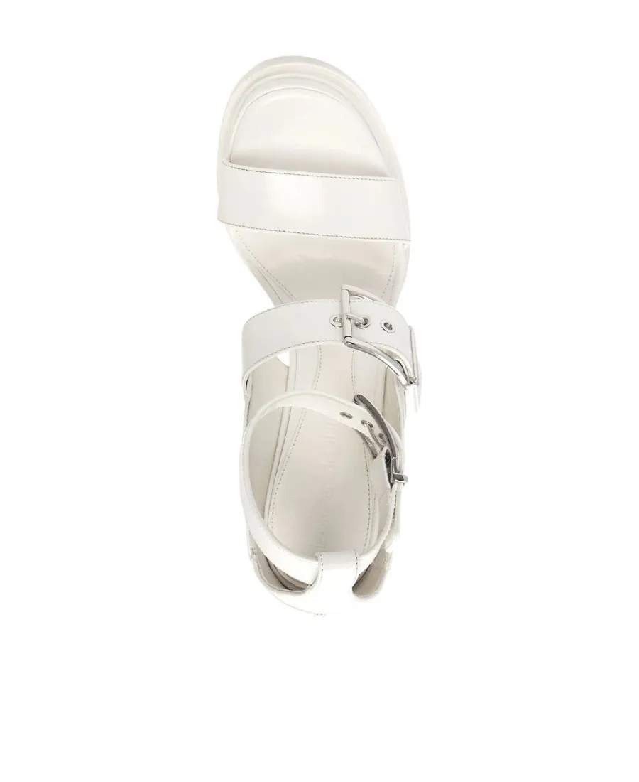 120Mm Leather Platform Sandals