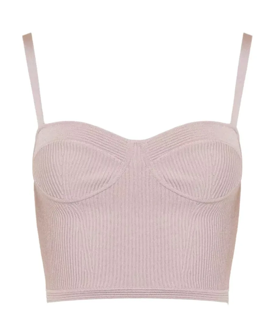Ribbed Cropped Bustier Top