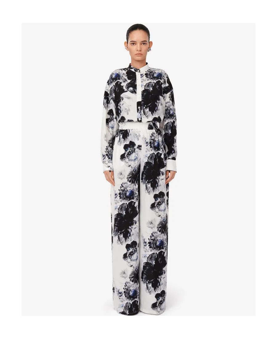 Flora-Printed Elasticated Waistband Trousers