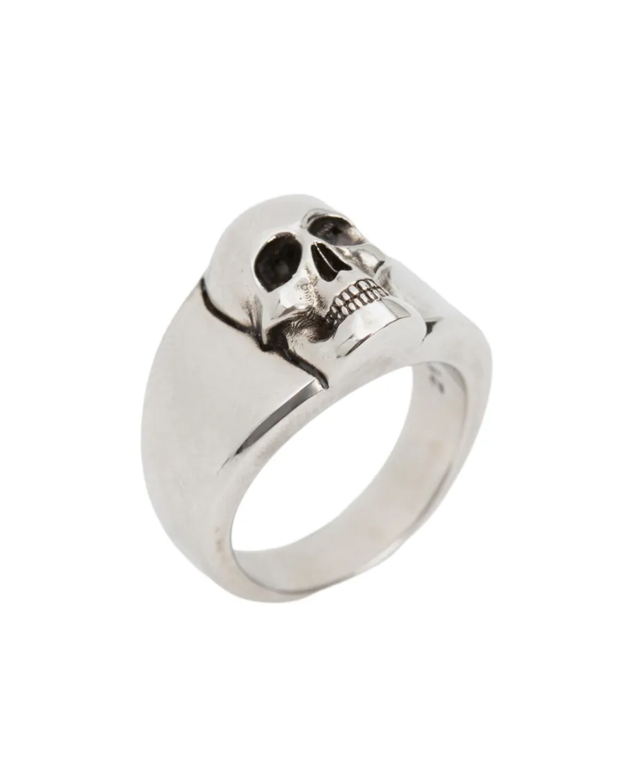 Skull Signet Logo Detailed Ring