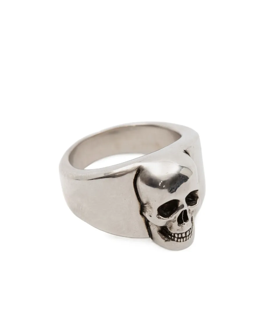Skull Signet Logo Detailed Ring