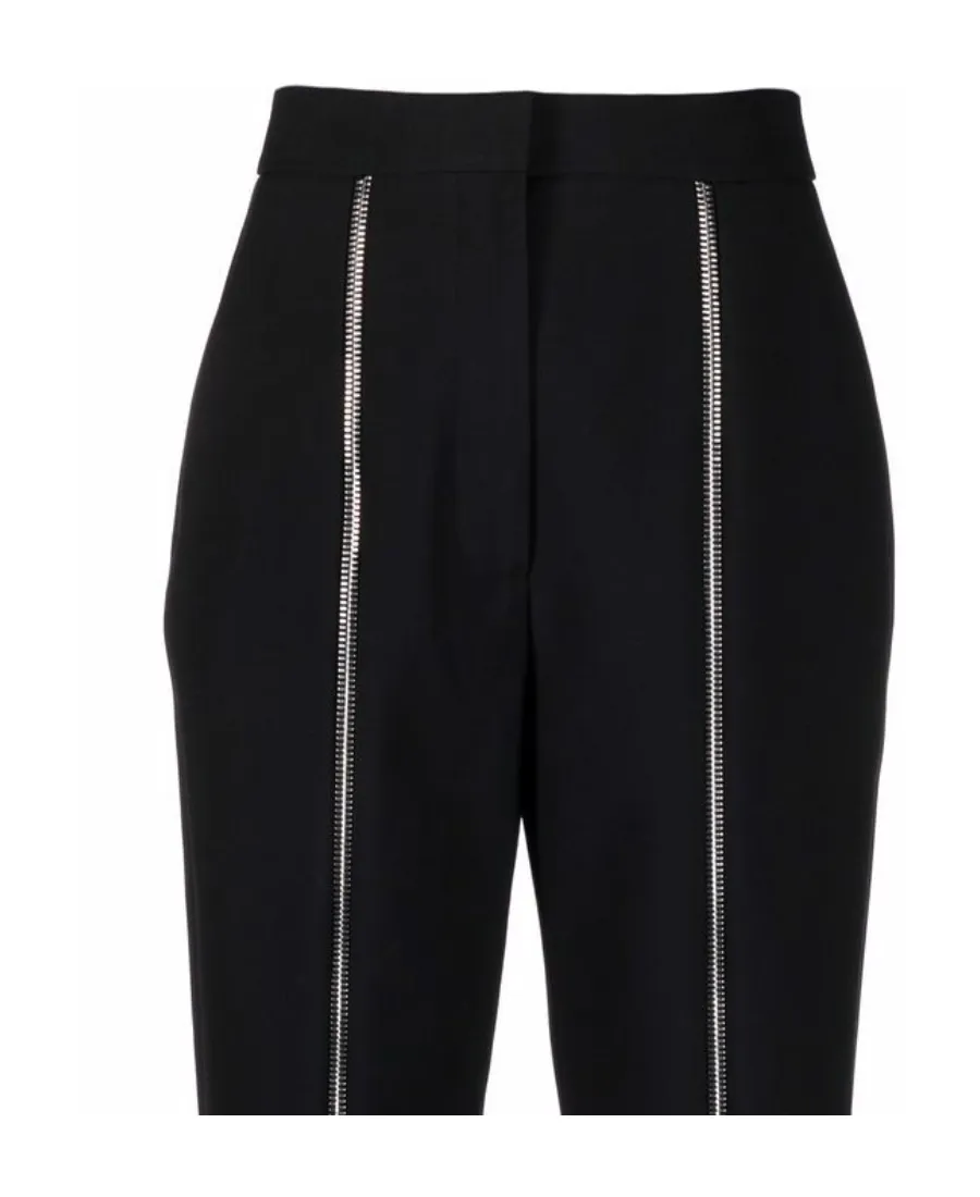 Zip-Detail High-Waisted Trousers