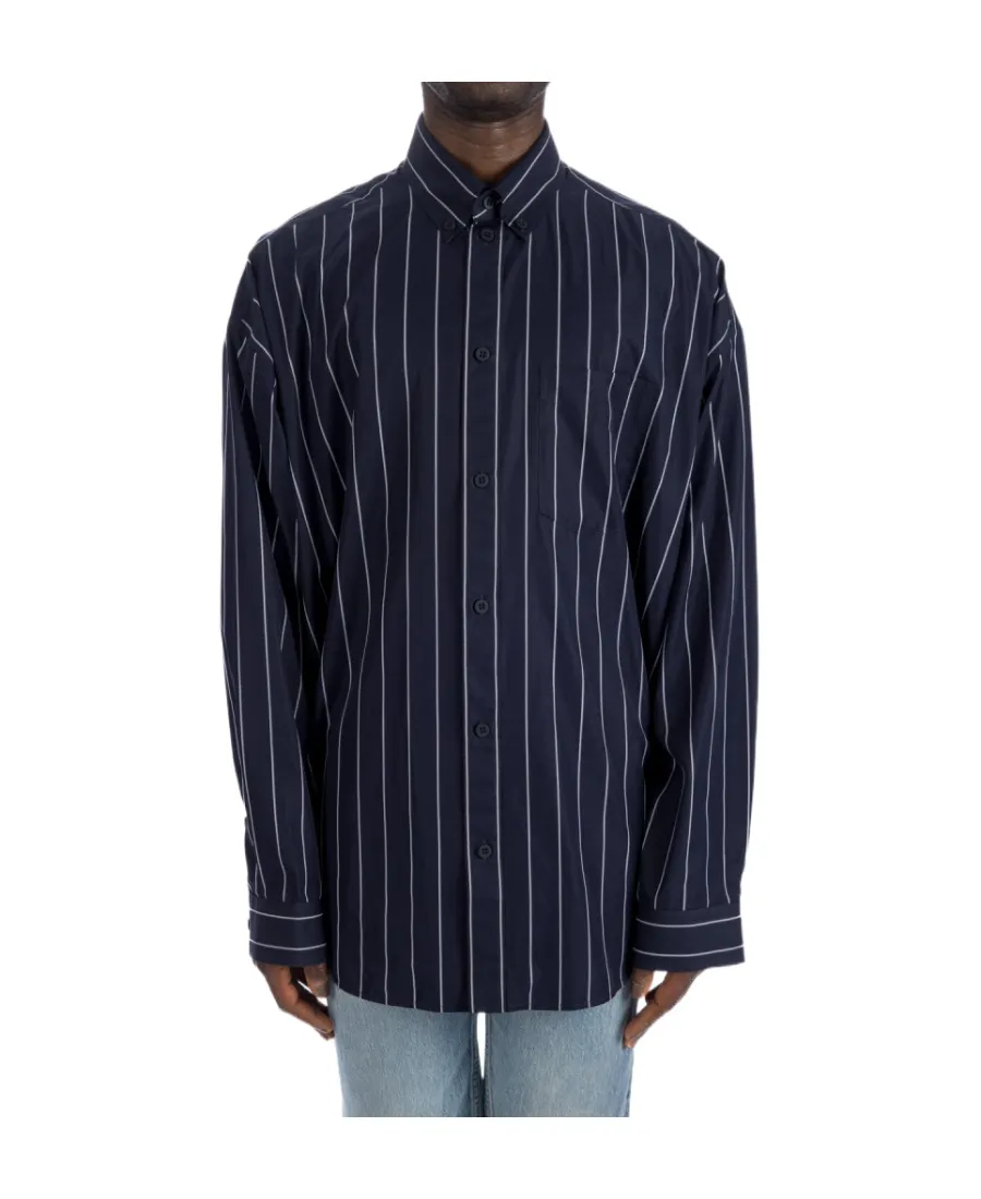 Logo Embroidered Striped Oversize Shirt