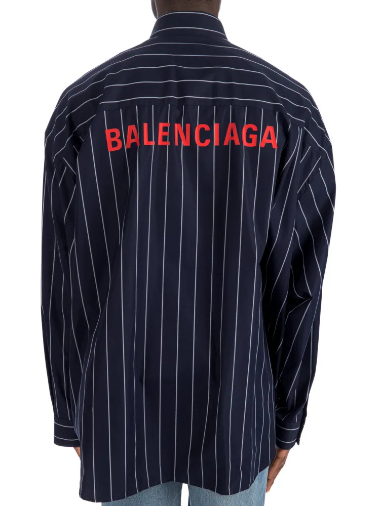 Logo Embroidered Striped Oversize Shirt
