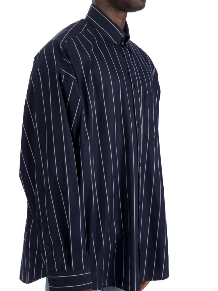 Logo Embroidered Striped Oversize Shirt