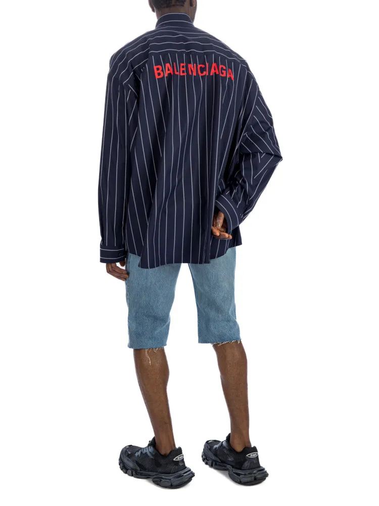 Logo Embroidered Striped Oversize Shirt