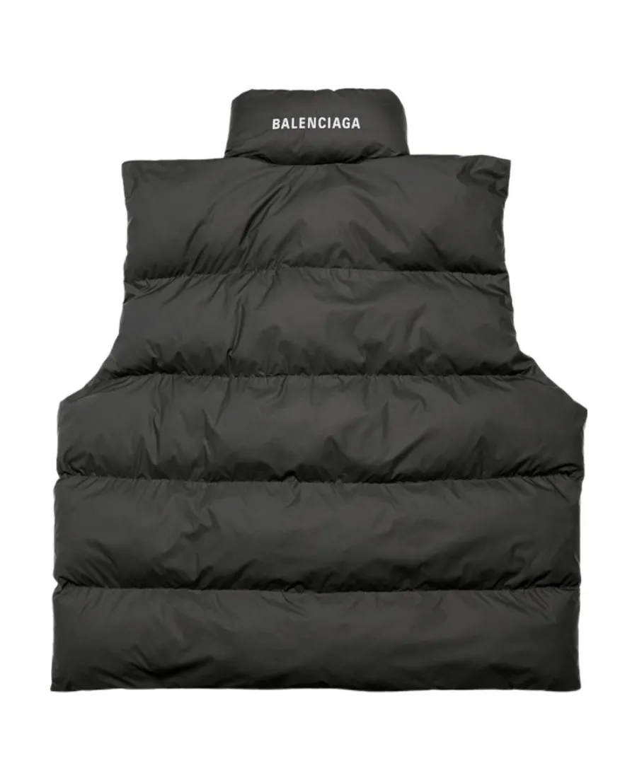 Logo Printed High-Neck Padded Gilet