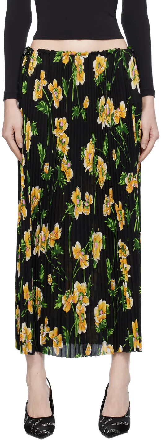 Floral Printed Ruched Waist Skirt