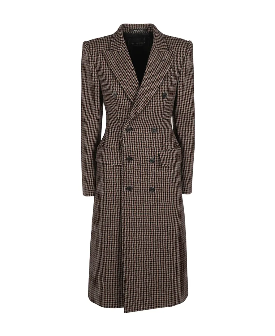 Checked Double-Breasted Coat