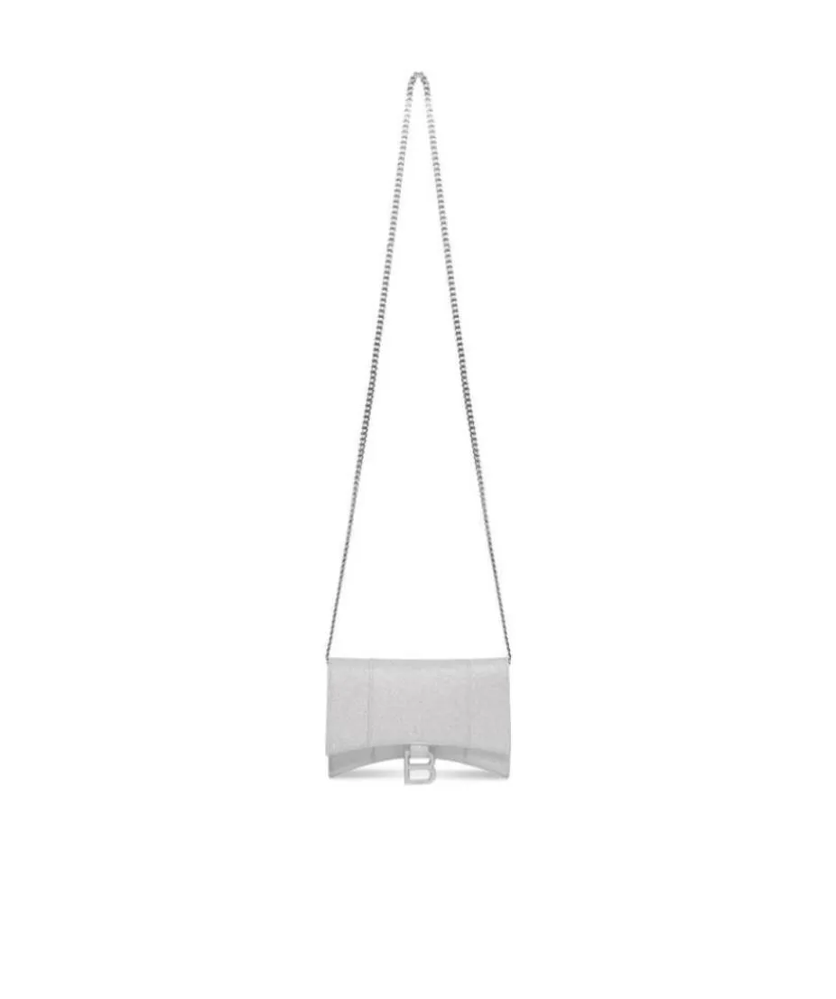 Hourglass Xs Chain Wallet In Glitter Fabric