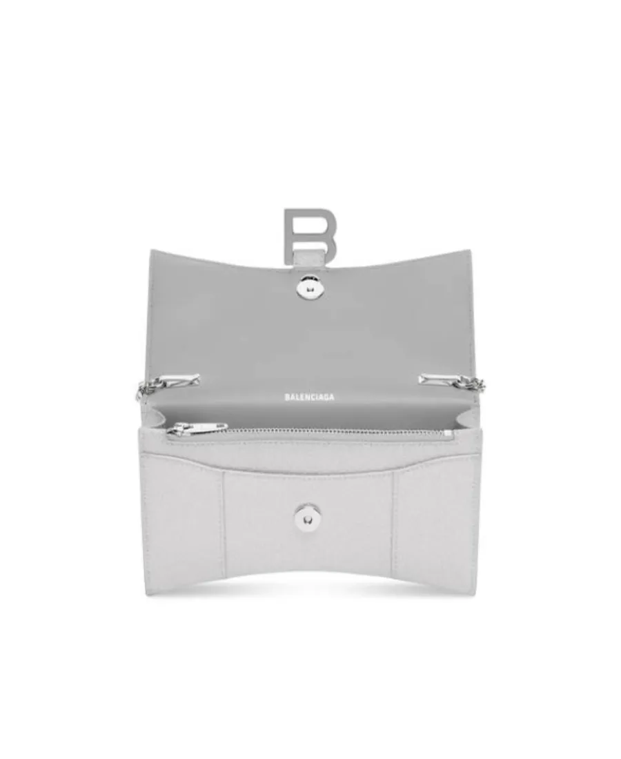 Hourglass Xs Chain Wallet In Glitter Fabric
