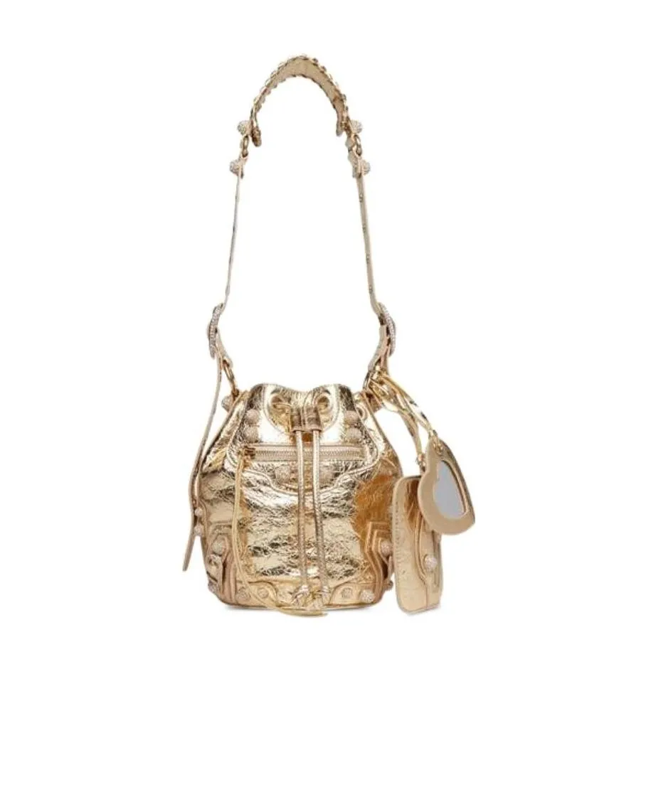 Le Cagole Xs Metallized Shoulder Bag With Rhinestones